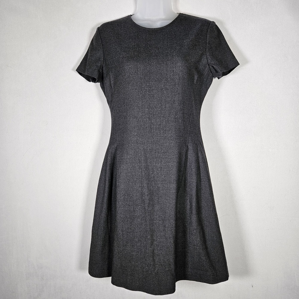 Theory Corset Tee Shift Dress 4 New Pure Flannel Wool Grey Lined Office Academia